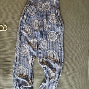 Bohemian Blue Patterned Women's Pants